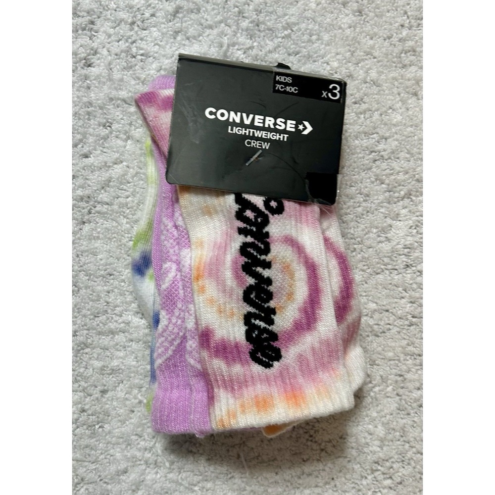 Converse Kids 7C-10C Kids 3 Pack Multi-Color Crew Socks (F1)